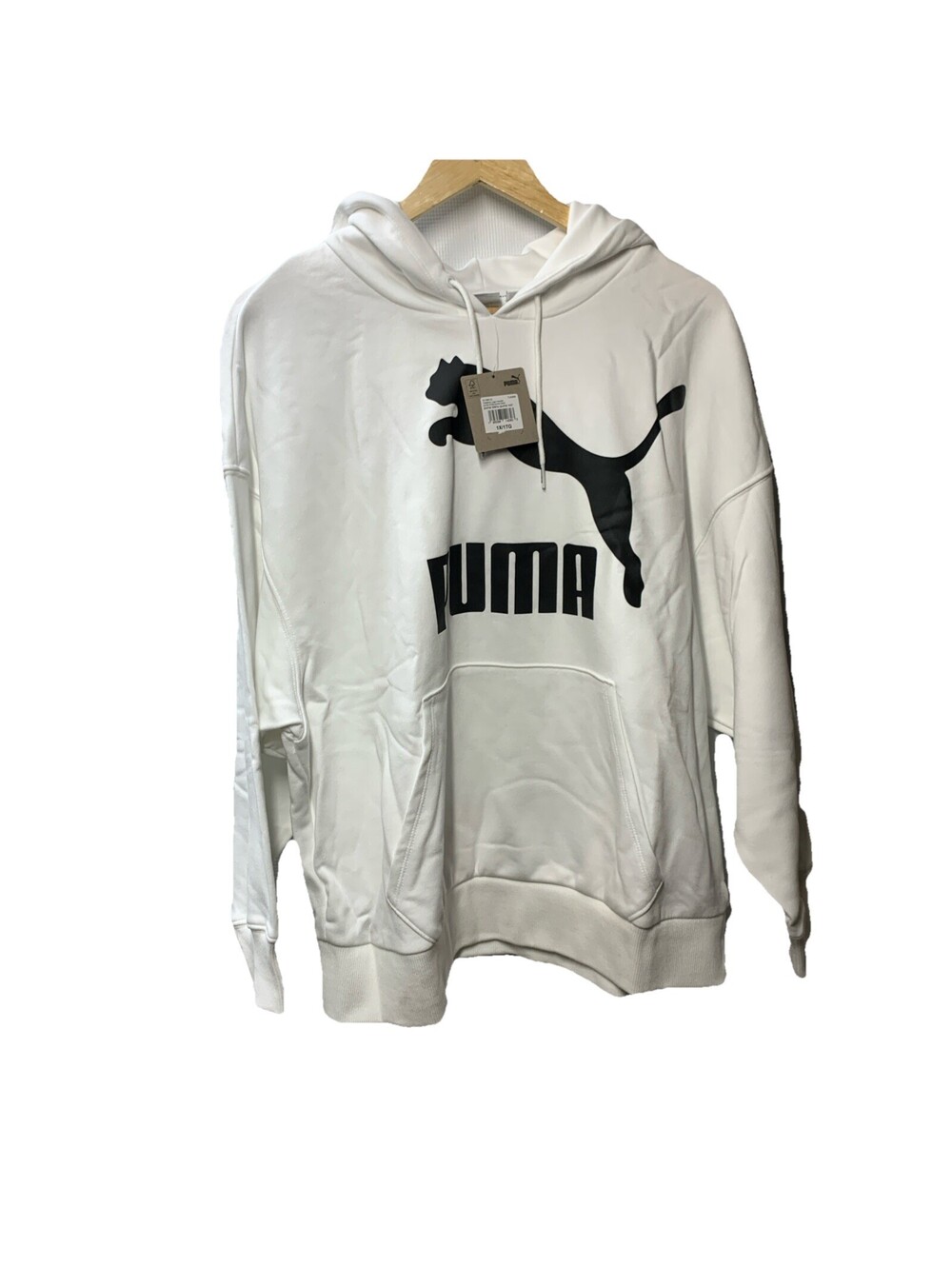 PUMA Womens Classics Hoodie Plus Sizes 1X White Long Sleeve Drawstring Pull-over